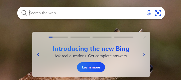 Bing.com, search engine #6, screenshot, market share 8.23%