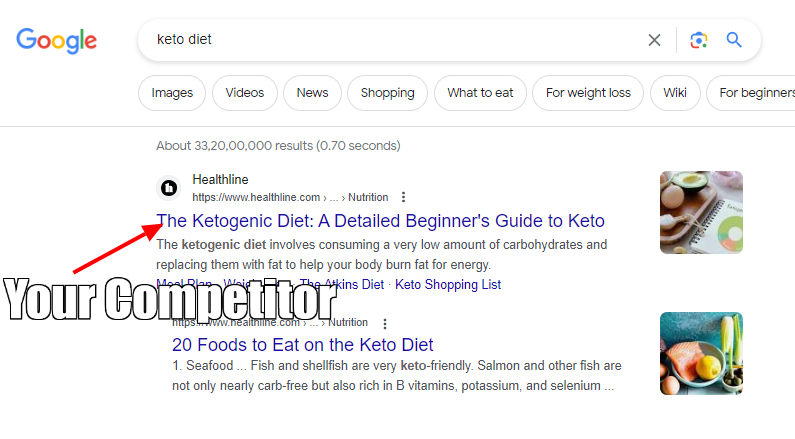 screenshot here showing how to identify competitor using Google search