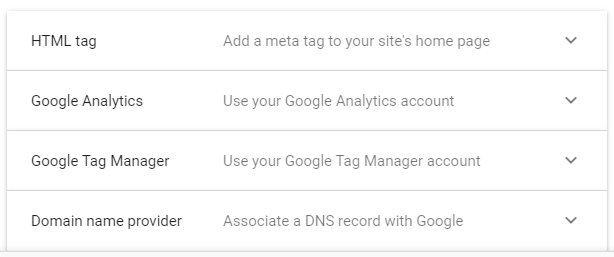 Screenshot 4: Google Search Console, How to verify property