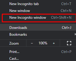 screenshot, how to start incognito mode