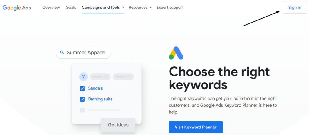 screenshot, google keyword planner page